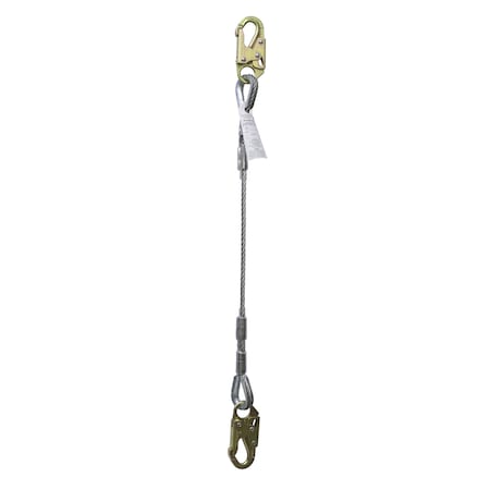 Super Anchor Safety 3ft Wire Rope Lanyard 3/8" 7x19 Galvanized Wire Rope w/ Snaphook on Each End 1334-3